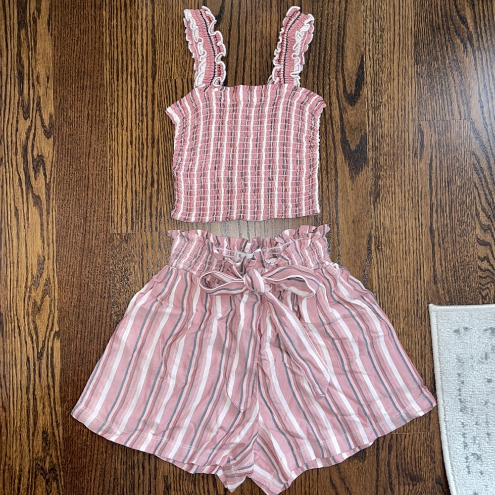 Pink striped matching set